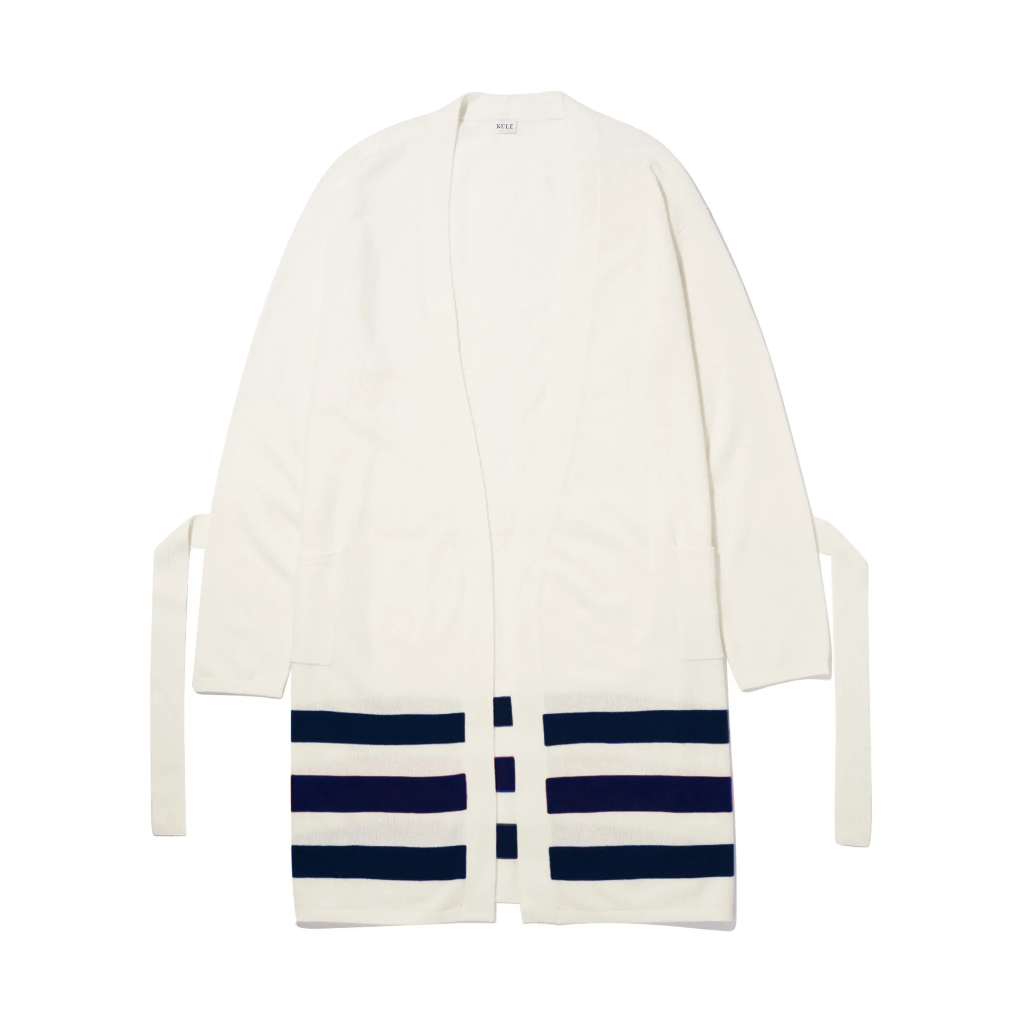 The Cashmere Blend Robe - Cream/Navy sold by Kule product image thumbnail 3