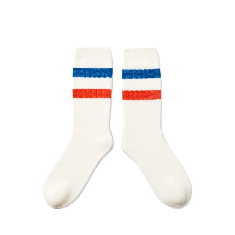The Cashmere Blend Sock - Cream/Royal Blue/Poppy sold by Kule