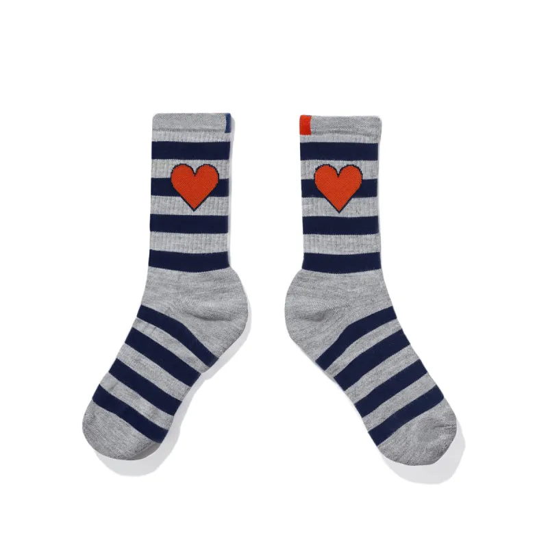 The Women's Heart Rugby Sock - Heather Grey/Navy sold by Kule