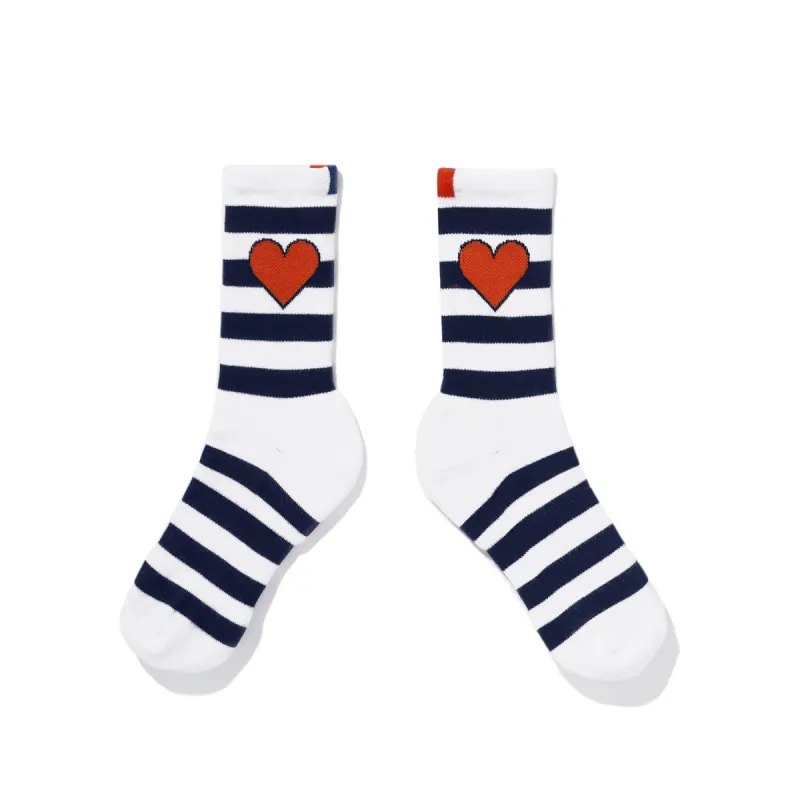 The Women's Heart Rugby Sock - White/Navy sold by Kule