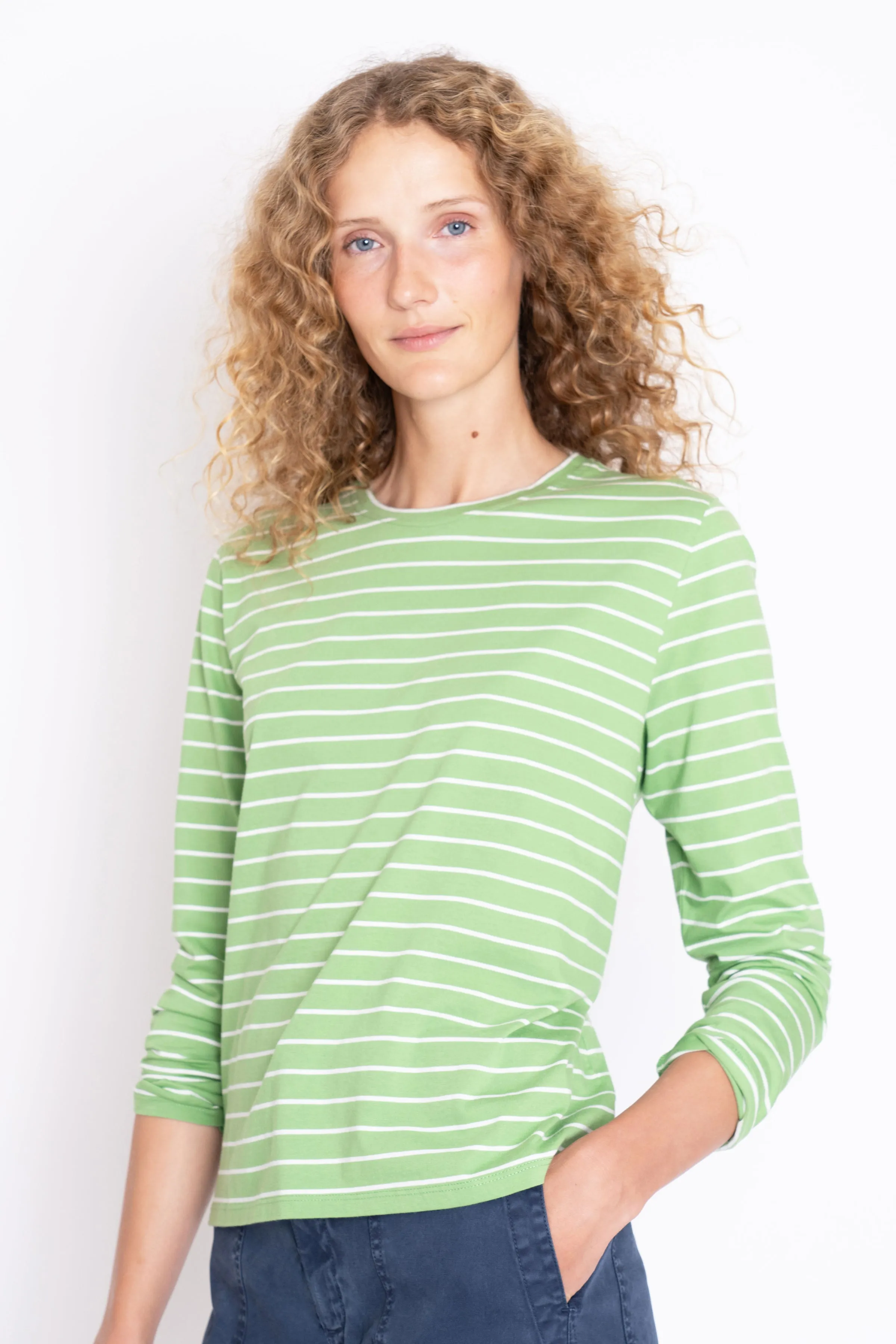 The Modern Long - Avocado/White Pinstripe sold by Kule product image thumbnail 2
