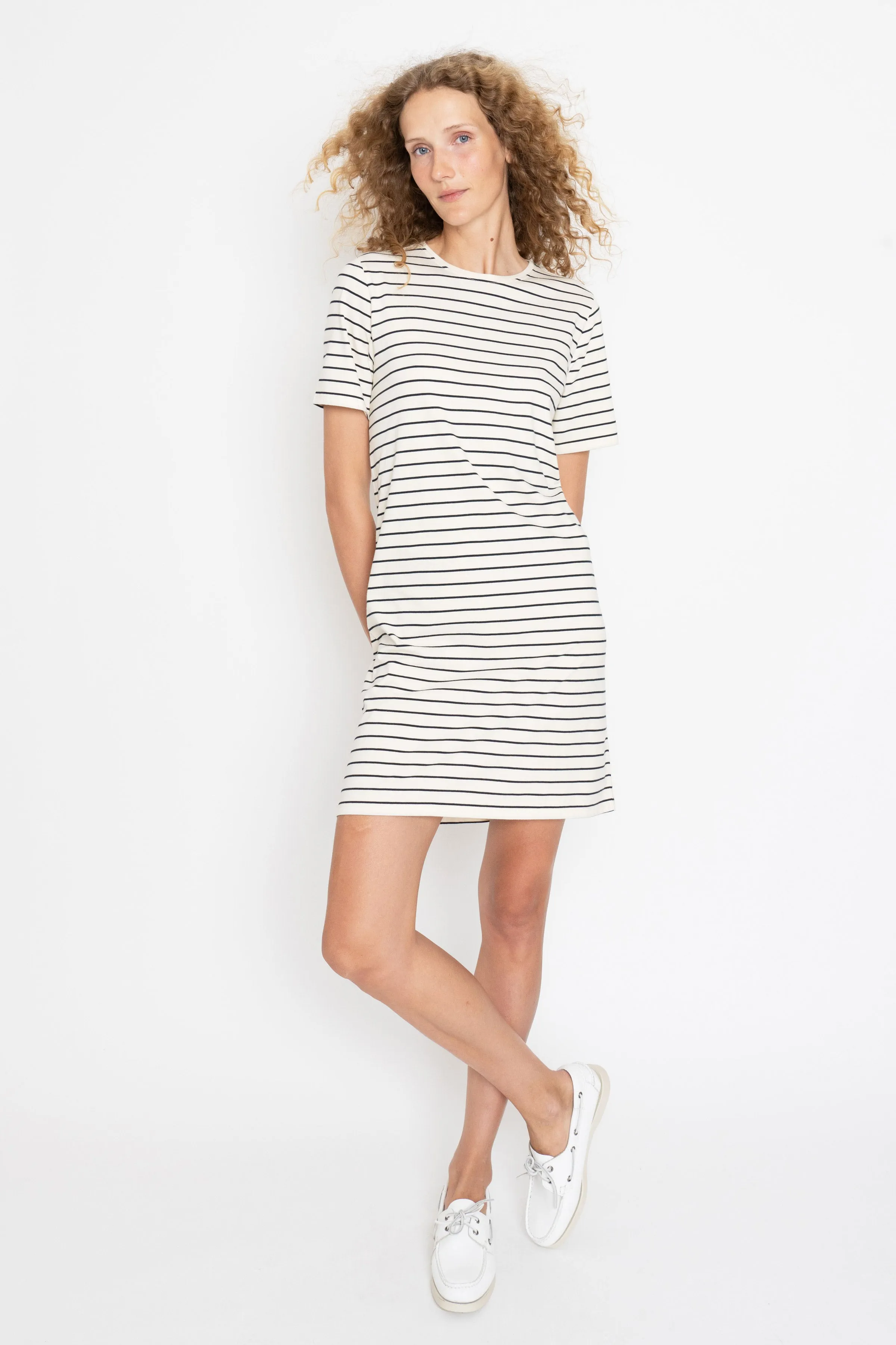 The Tee Dress - Cream/Navy Pinstripe sold by Kule product image thumbnail 2