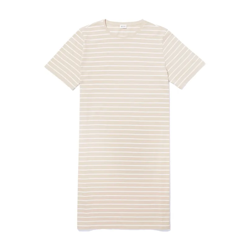 The Tee Dress - Sand/White Pinstripe sold by Kule