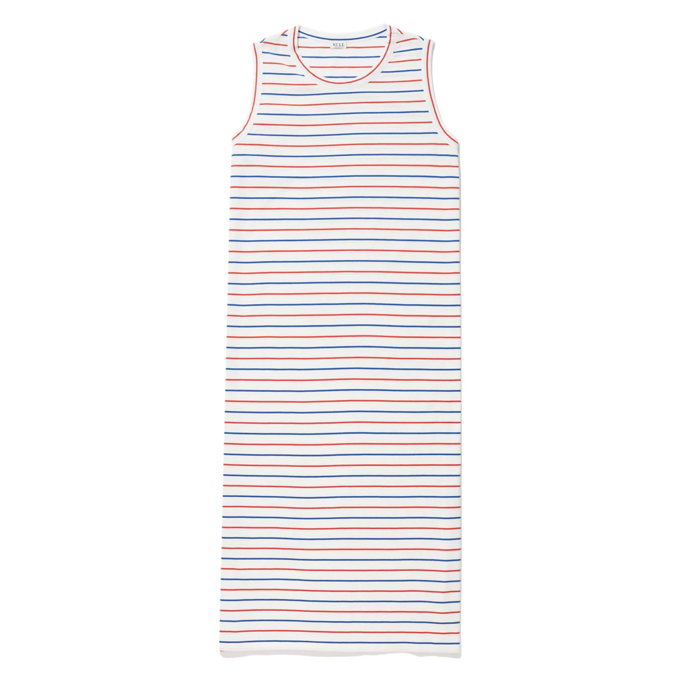 The Tank Dress - White/Blue/Poppy Pinstripe sold by Kule