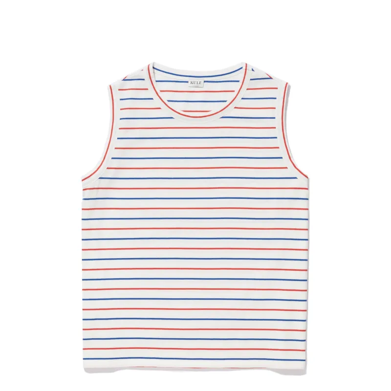 The Tank - White/Blue/Poppy Pinstripe sold by Kule