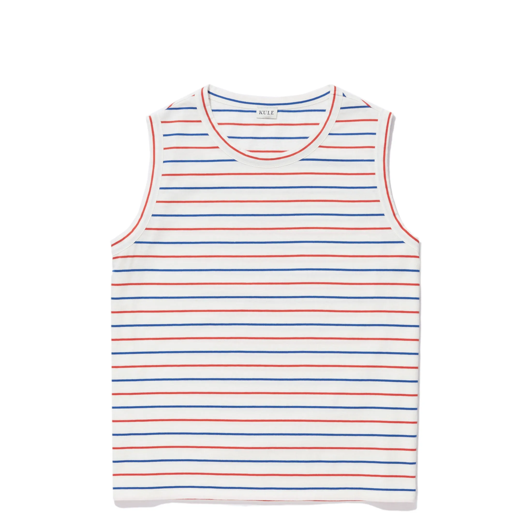 The Tank - White/Blue/Poppy Pinstripe sold by Kule