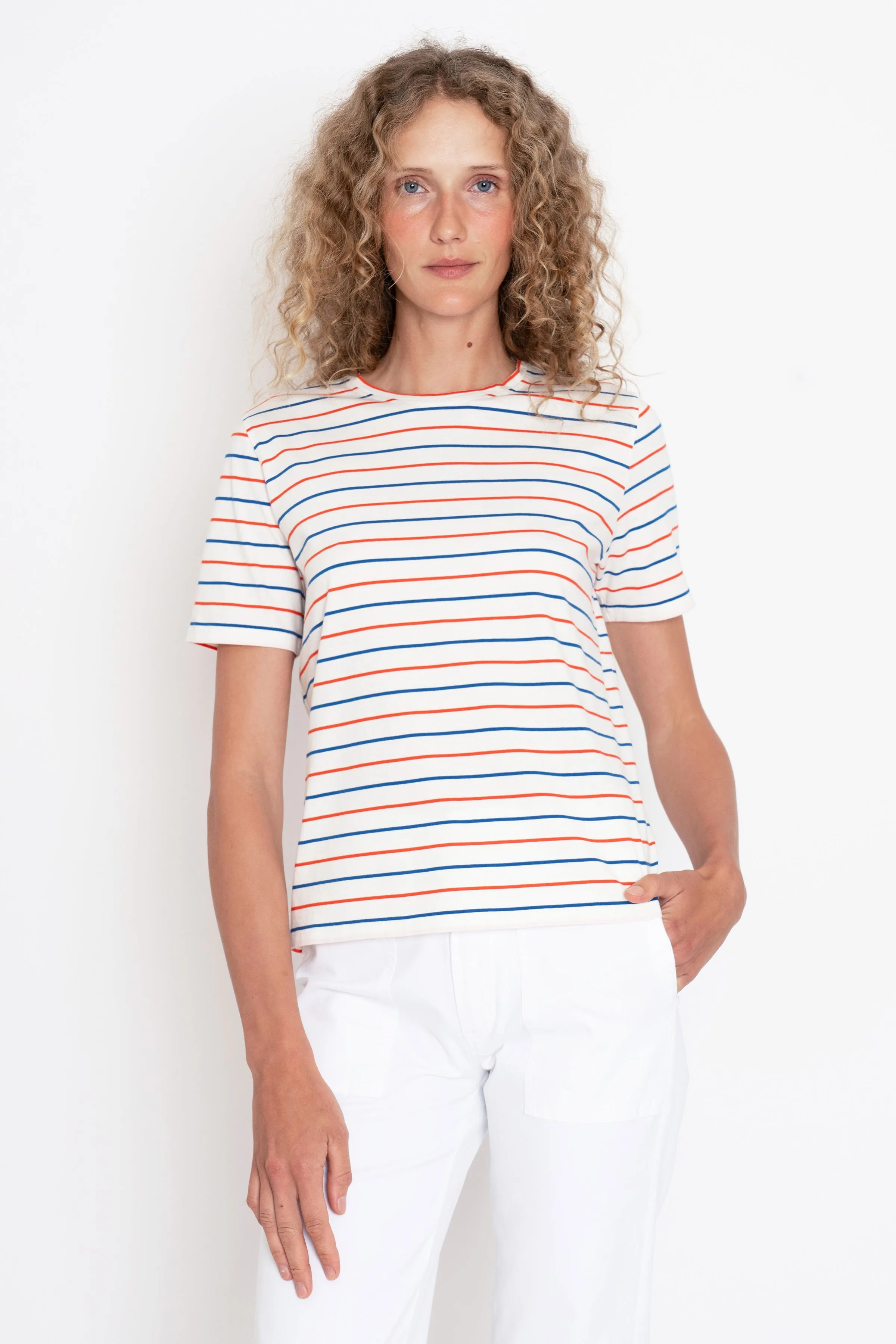 The Modern - White/Blue/Poppy Pinstripe sold by Kule product image thumbnail 2