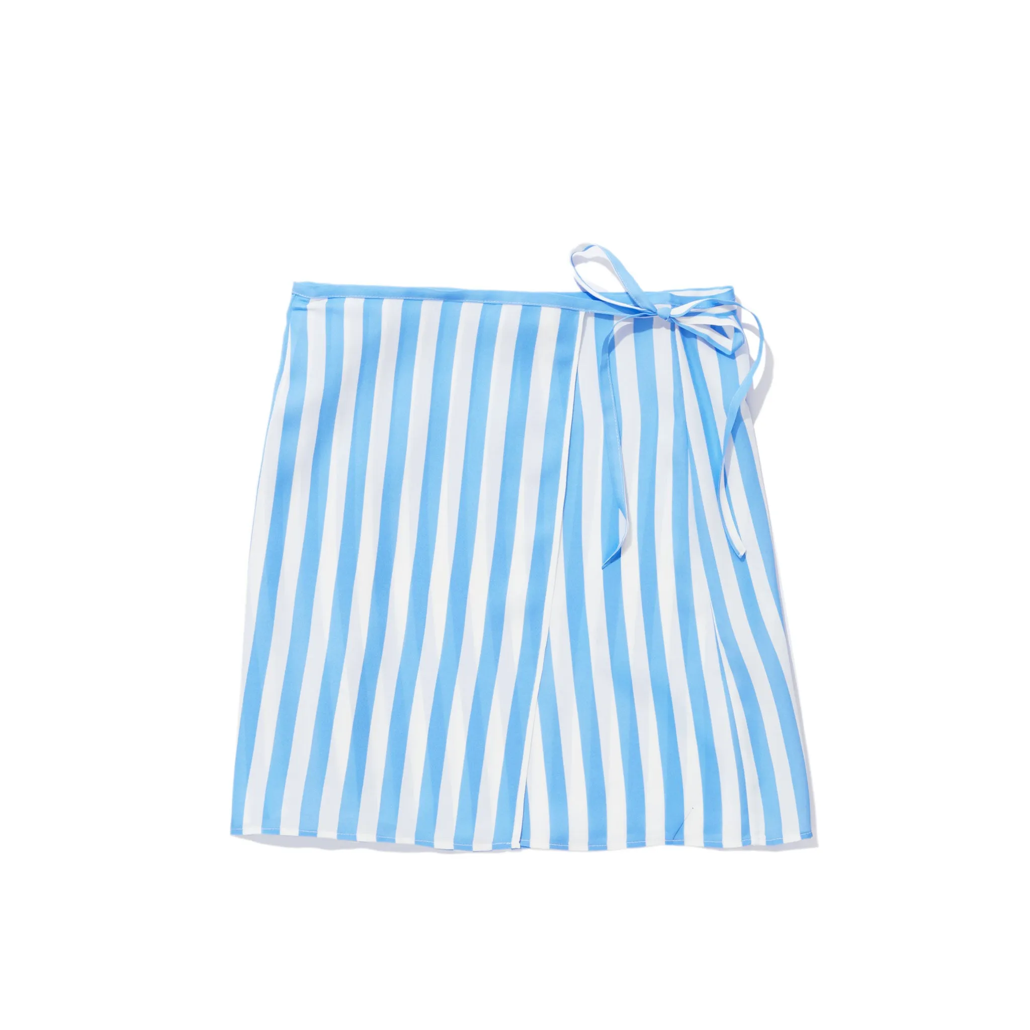 The Silk Wrap Skirt - White/Blue sold by Kule