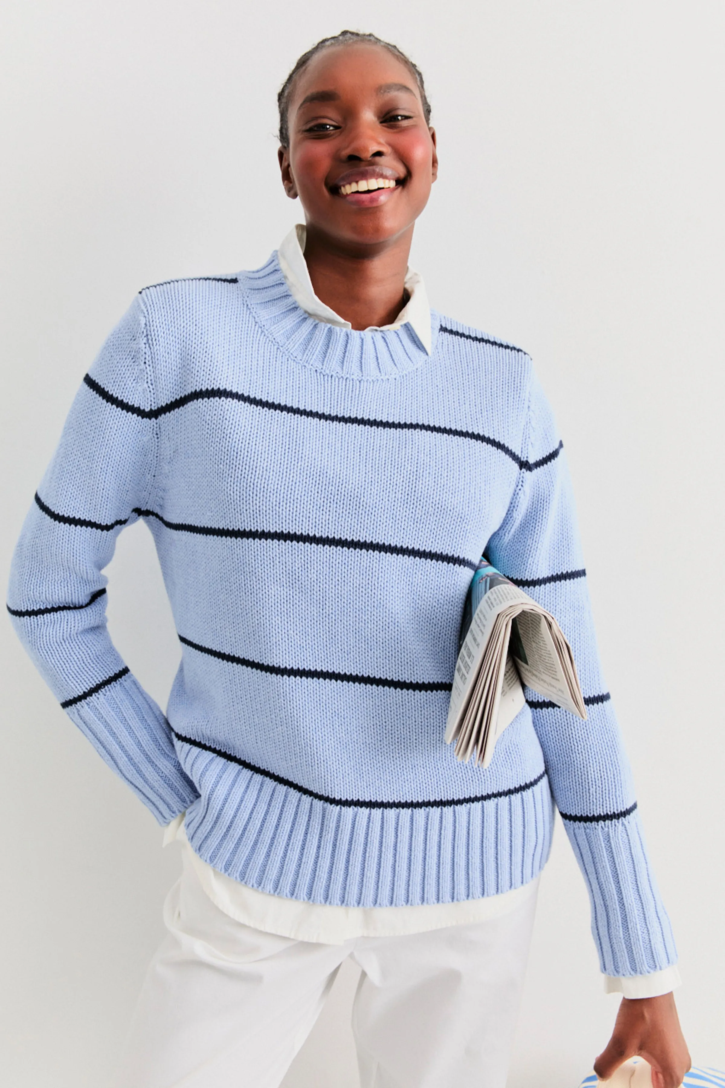 The Tatum - Heather Blue/Navy Ministripe sold by Kule product image thumbnail 2