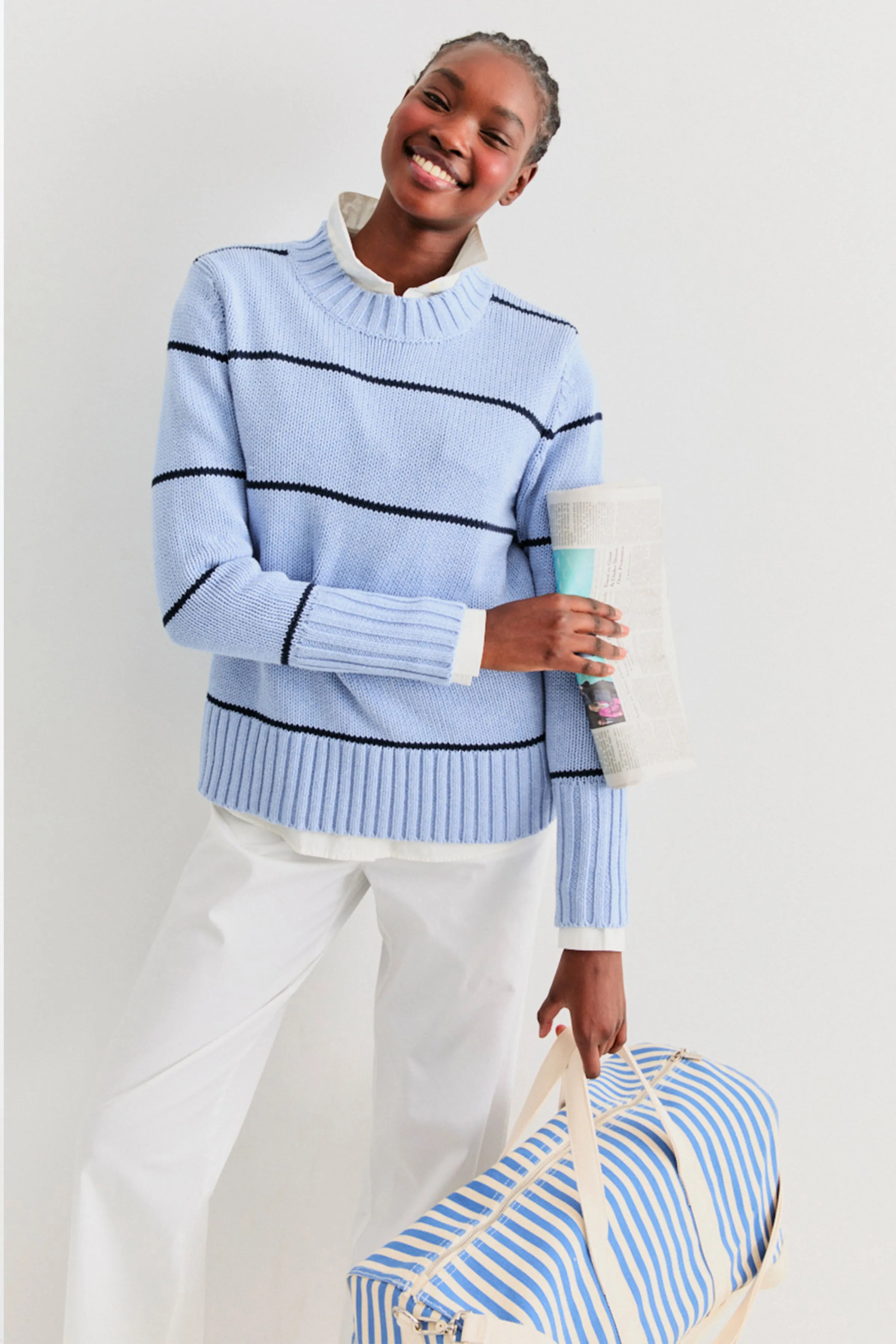 The Tatum - Heather Blue/Navy Ministripe sold by Kule product image thumbnail 3