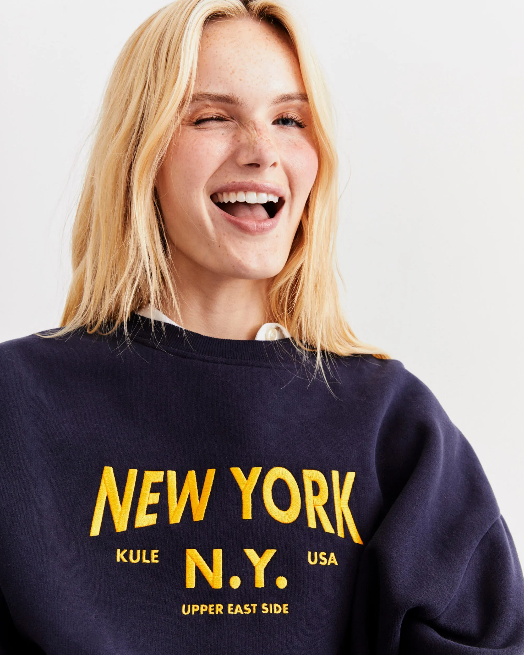 The Oversized New York NY Sweatshirt - Navy sold by Kule product image thumbnail 3