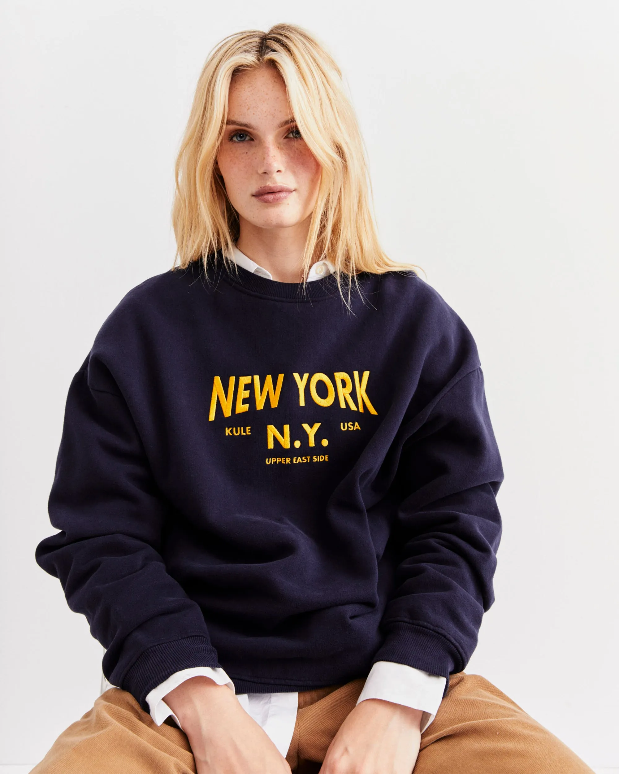 The Oversized New York NY Sweatshirt - Navy sold by Kule product image thumbnail 2