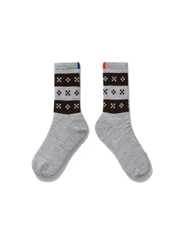 The Women's Fair Isle Sock - Heather Grey/Brown made by Kule