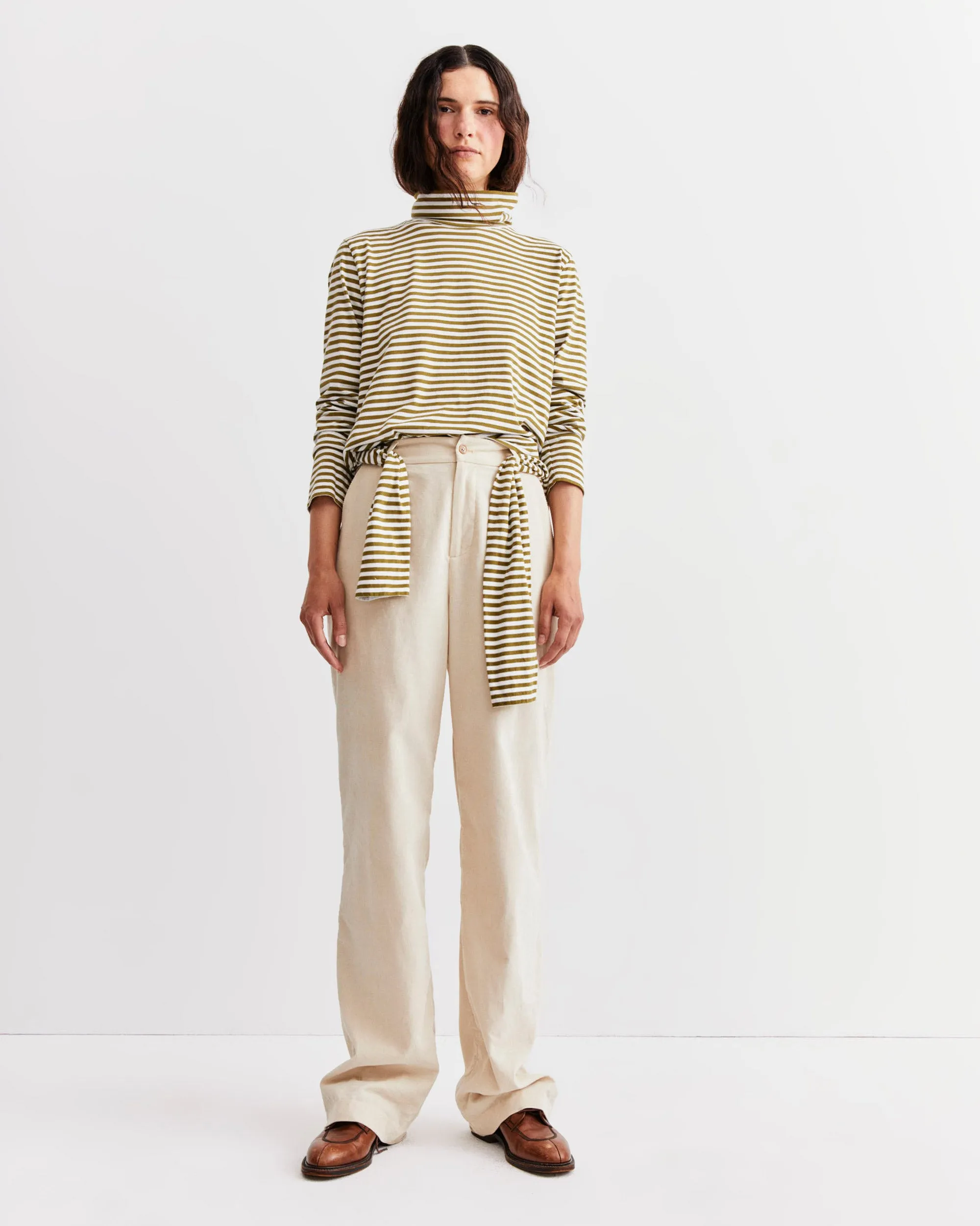 The Turtleneck - Olive/Cream Ministripe sold by Kule product image thumbnail 2
