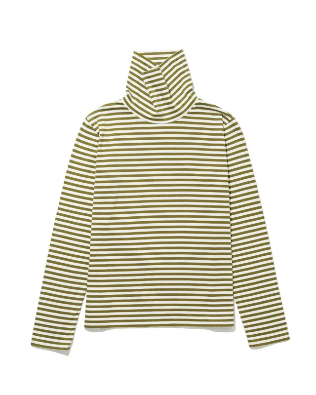 The Turtleneck - Olive/Cream Ministripe sold by Kule