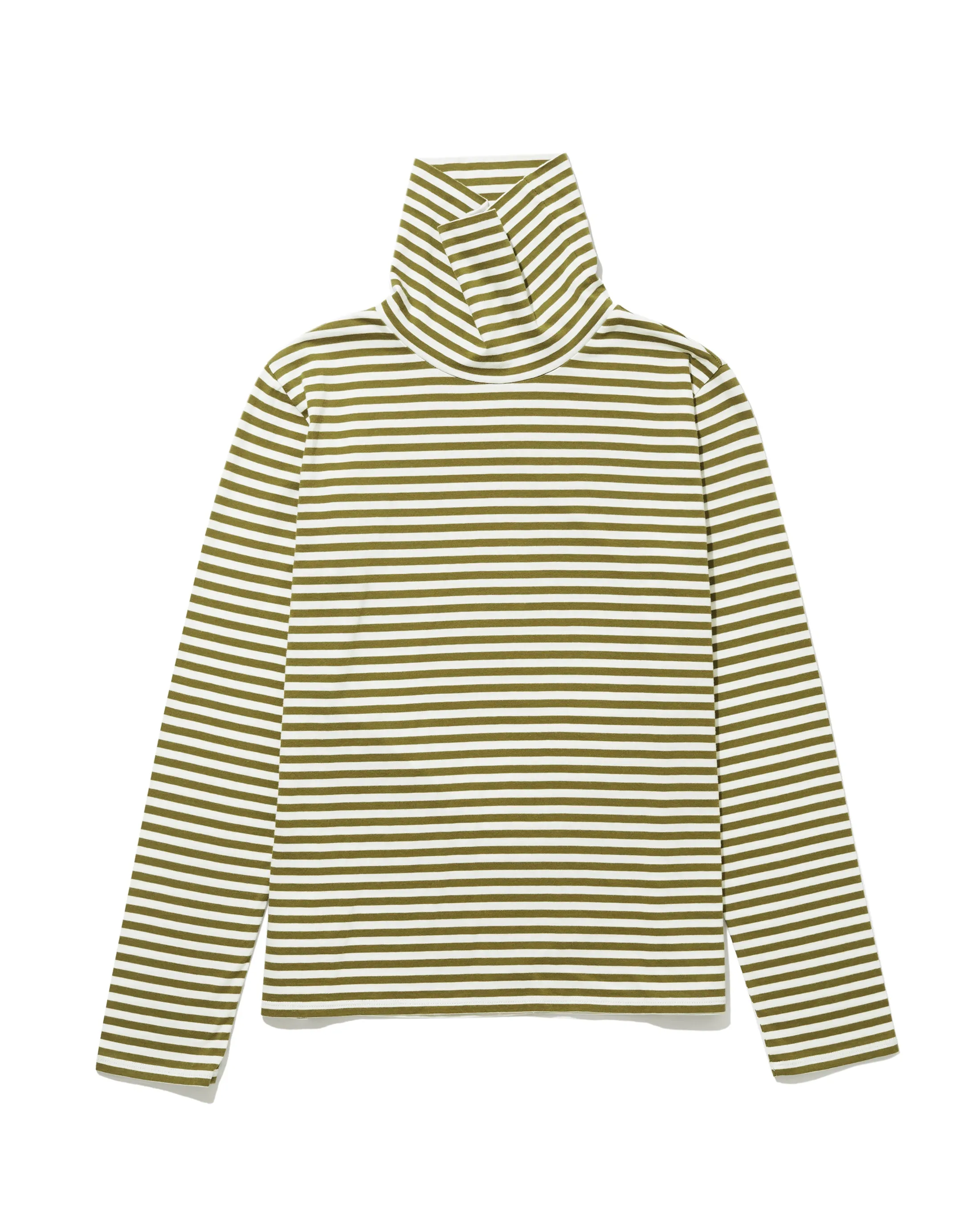 The Turtleneck - Olive/Cream Ministripe sold by Kule