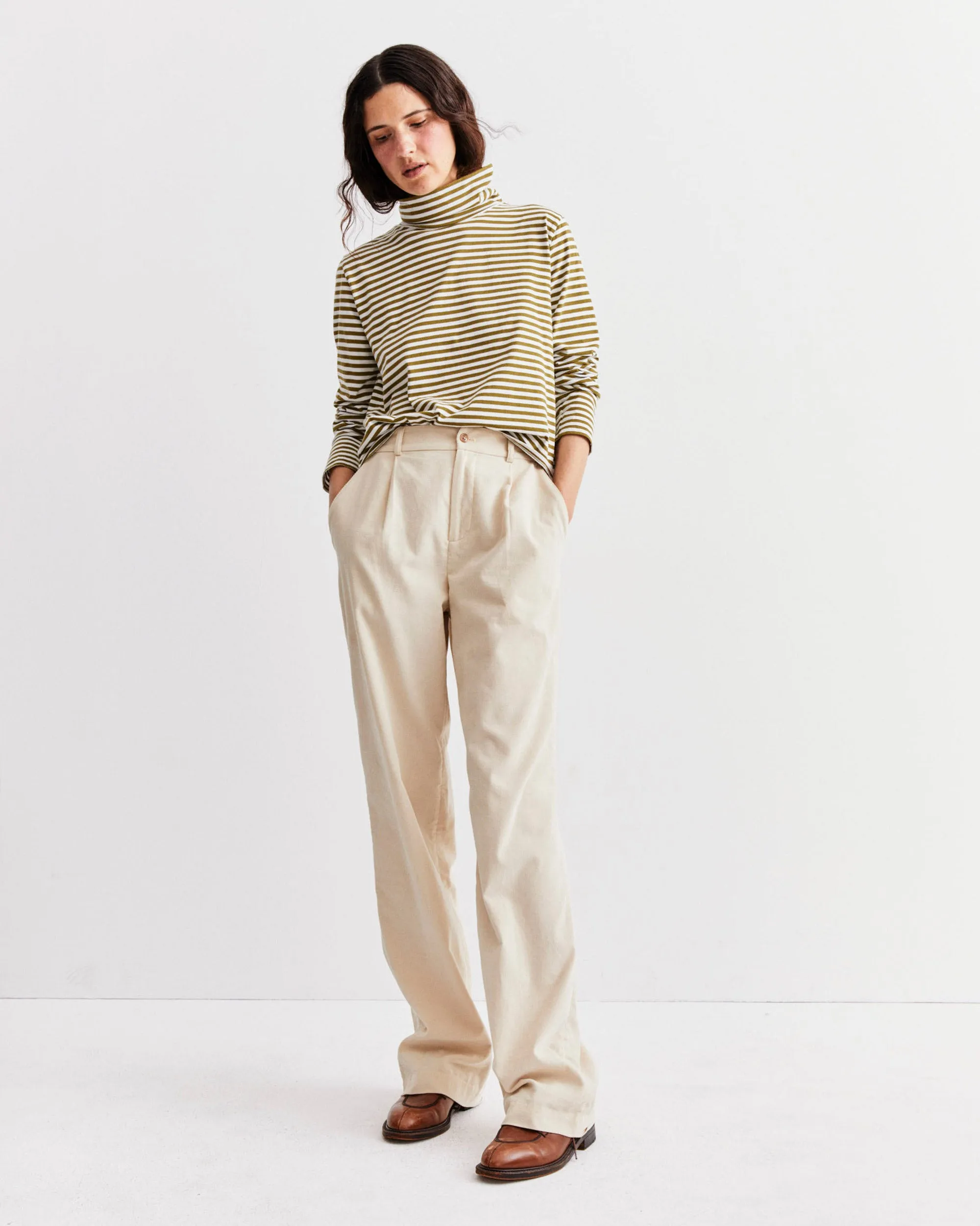 The Turtleneck - Olive/Cream Ministripe sold by Kule product image thumbnail 3