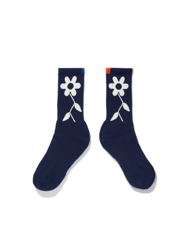The Women's Flower Sock - Navy sold by Kule