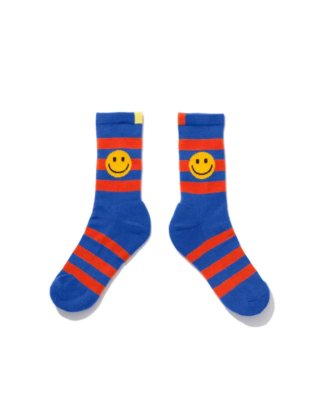 The Women's Striped Smile Sock - Royal/Poppy sold by Kule