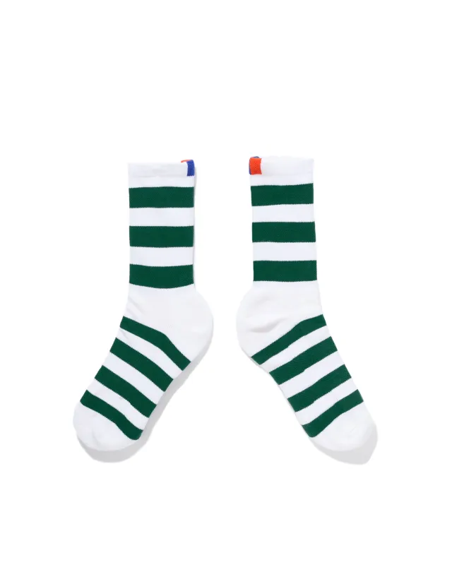 The Women's Striped Sock - White/Green sold by Kule