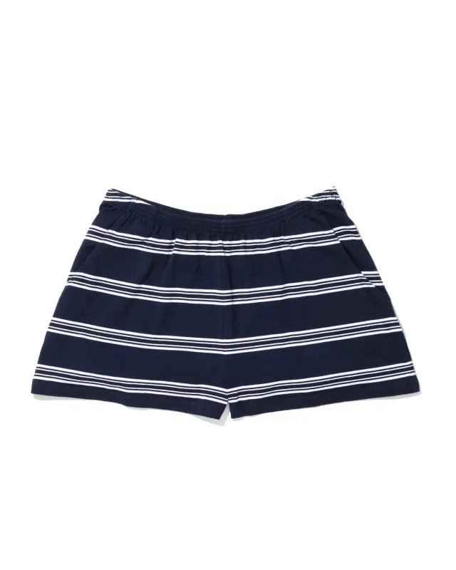 The Short - Navy/White Mixed Stripe sold by Kule