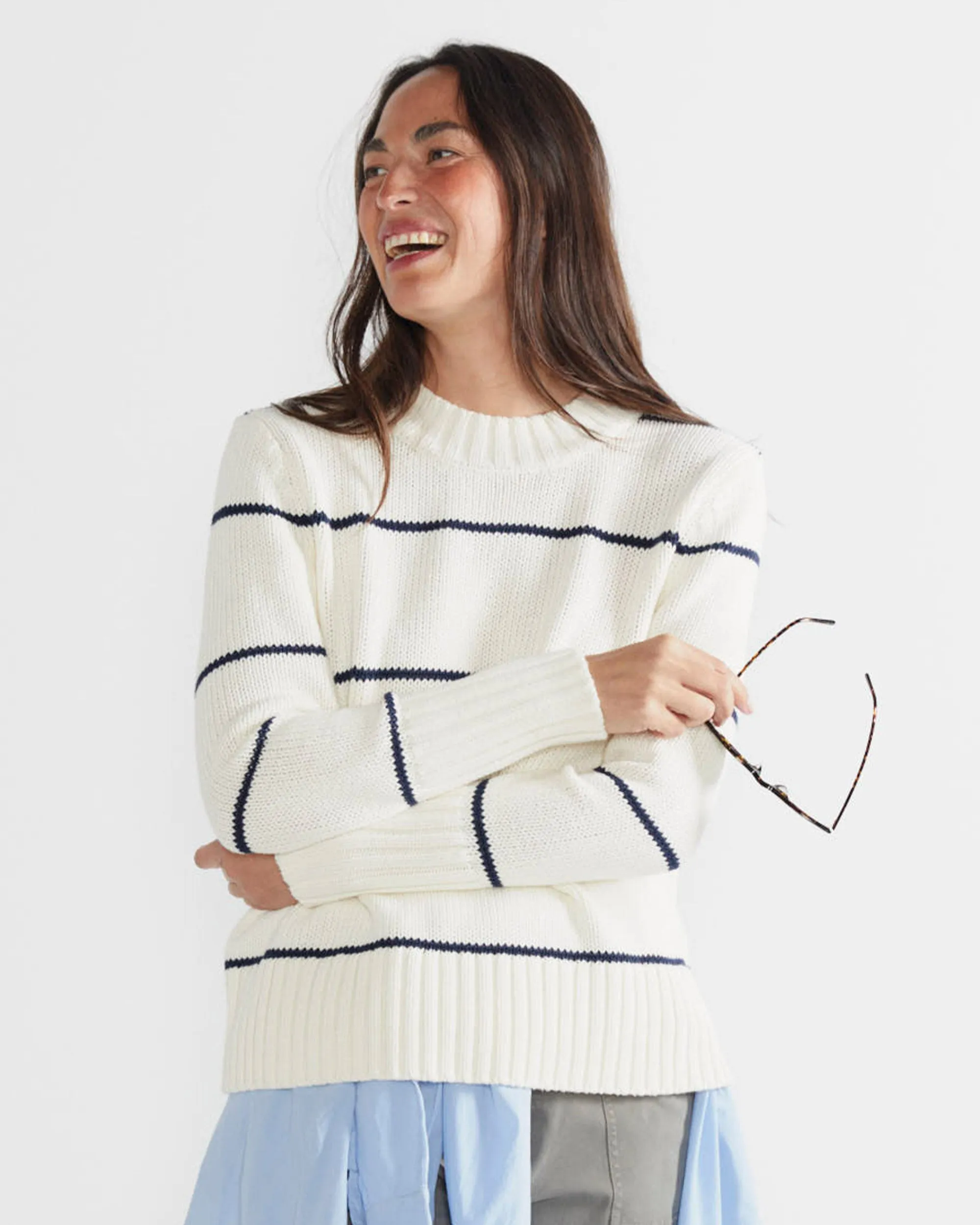 The Tatum - Cream/Navy Ministripe sold by Kule product image thumbnail 4