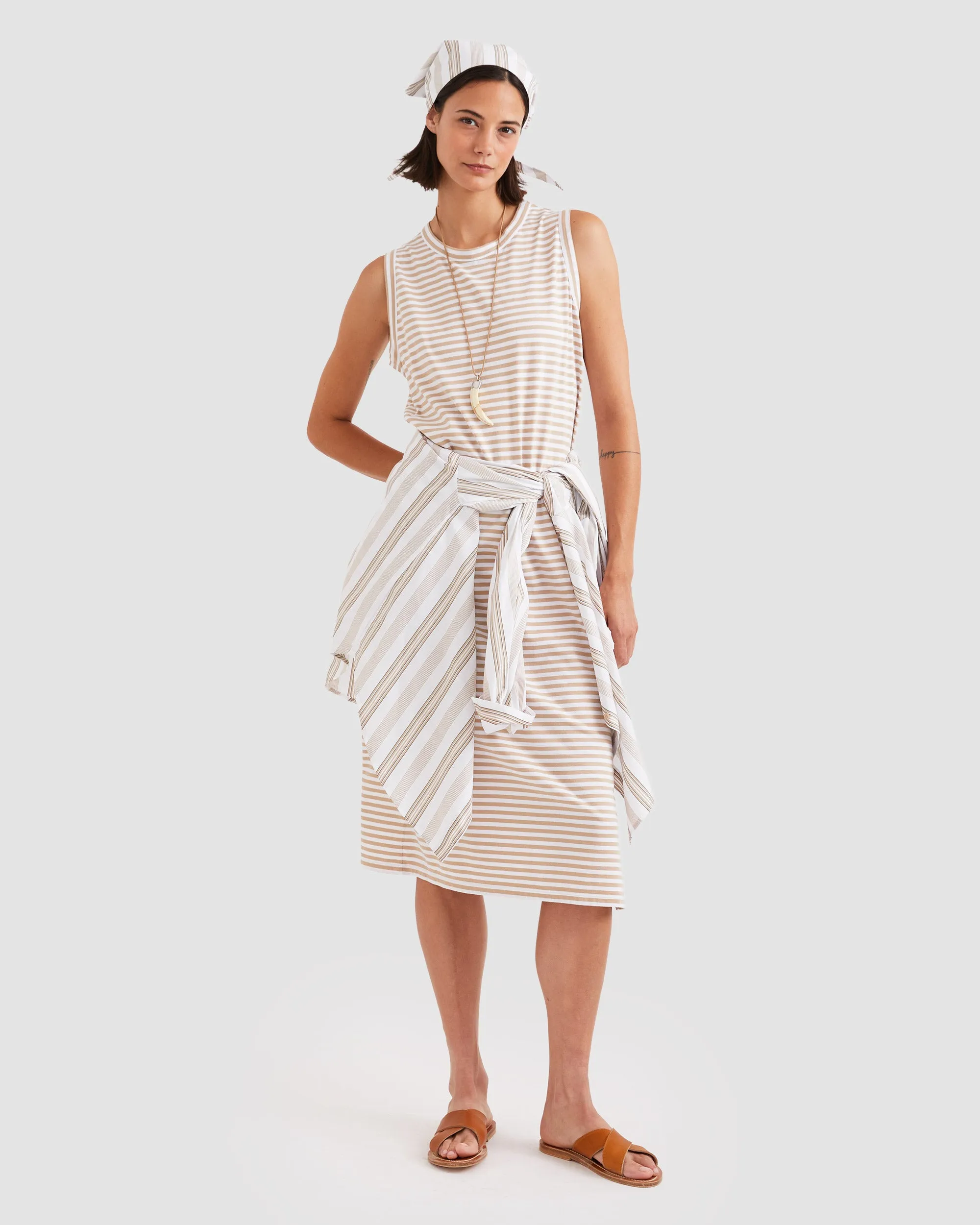 The Tank Dress - Khaki/White sold by Kule product image thumbnail 3