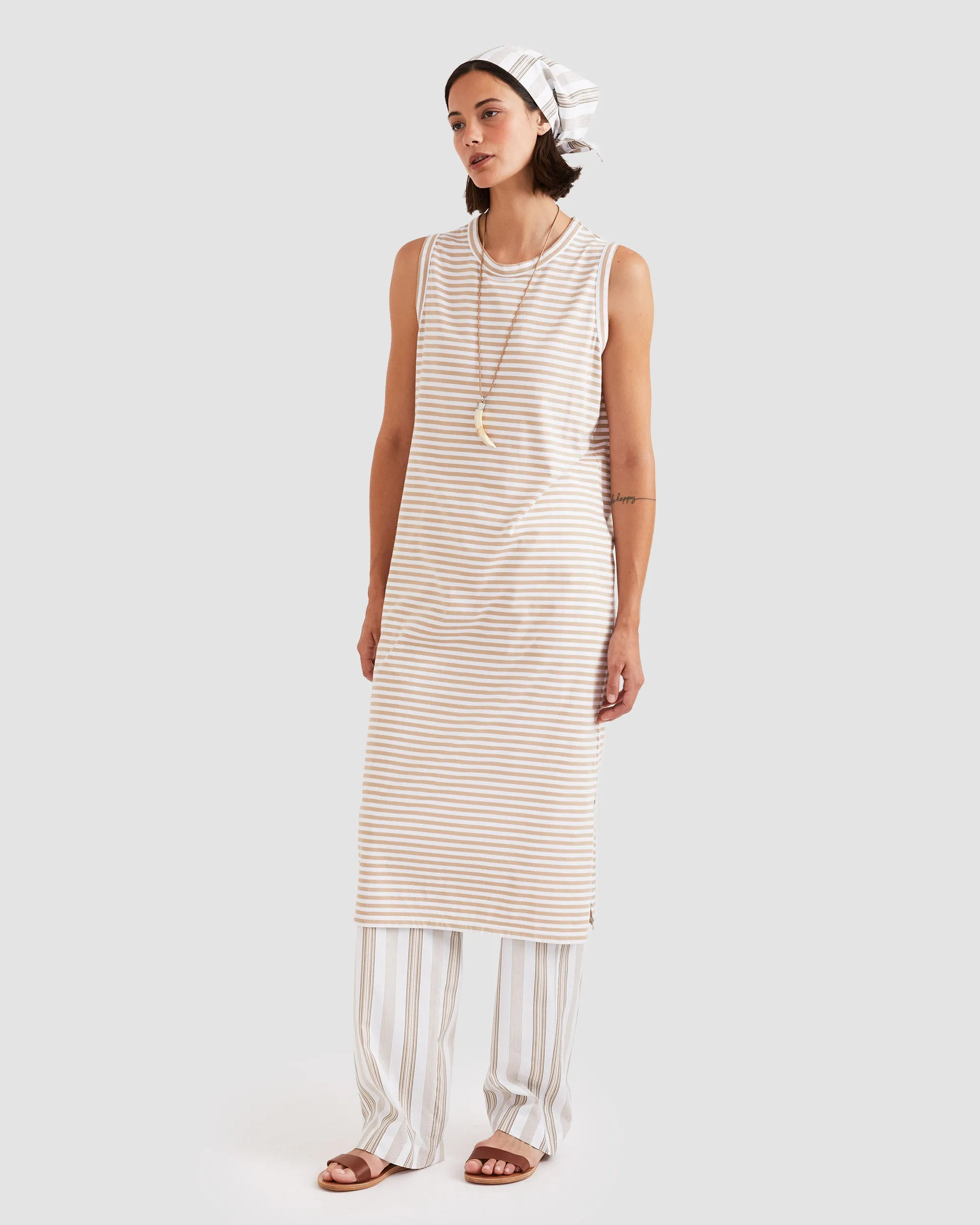 The Tank Dress - Khaki/White sold by Kule product image thumbnail 4