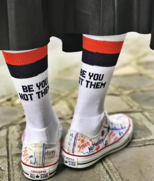 The Women's Be You Not Them Sock - White/Navy sold by Kule product image thumbnail 3
