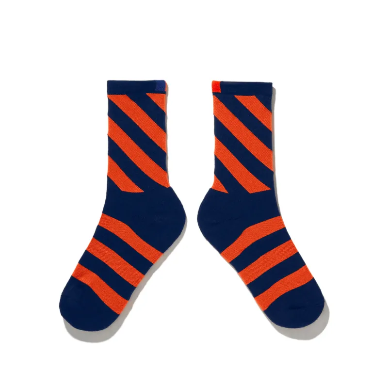 The Women's Diagonal Sock - Navy/Poppy sold by Kule
