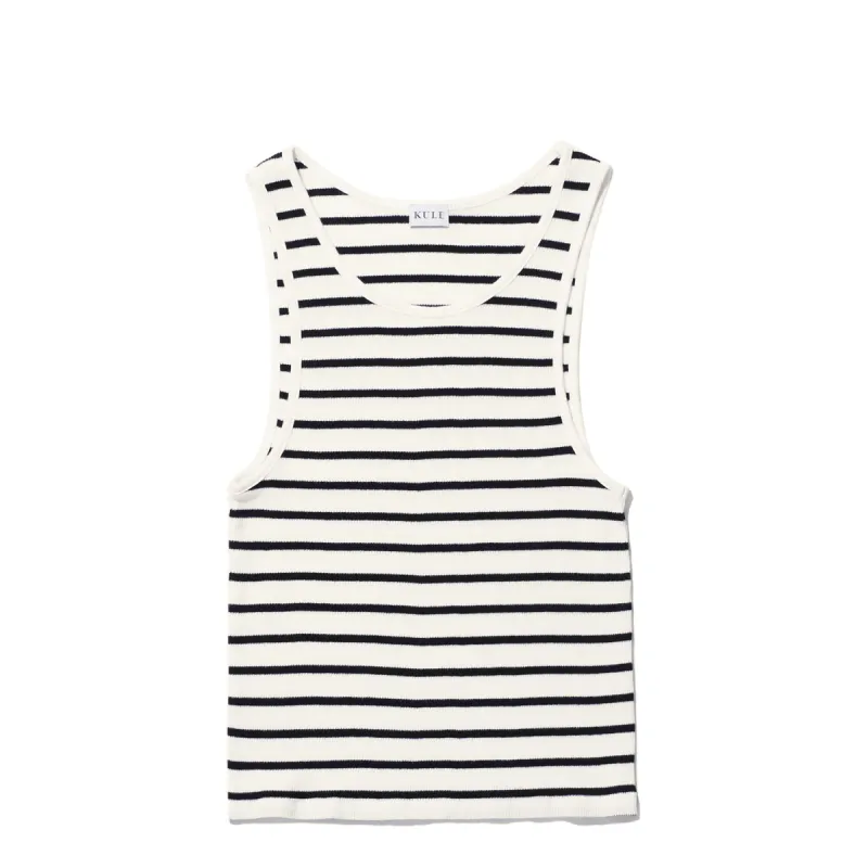 The Ribbed Eleni - Cream/Navy sold by Kule