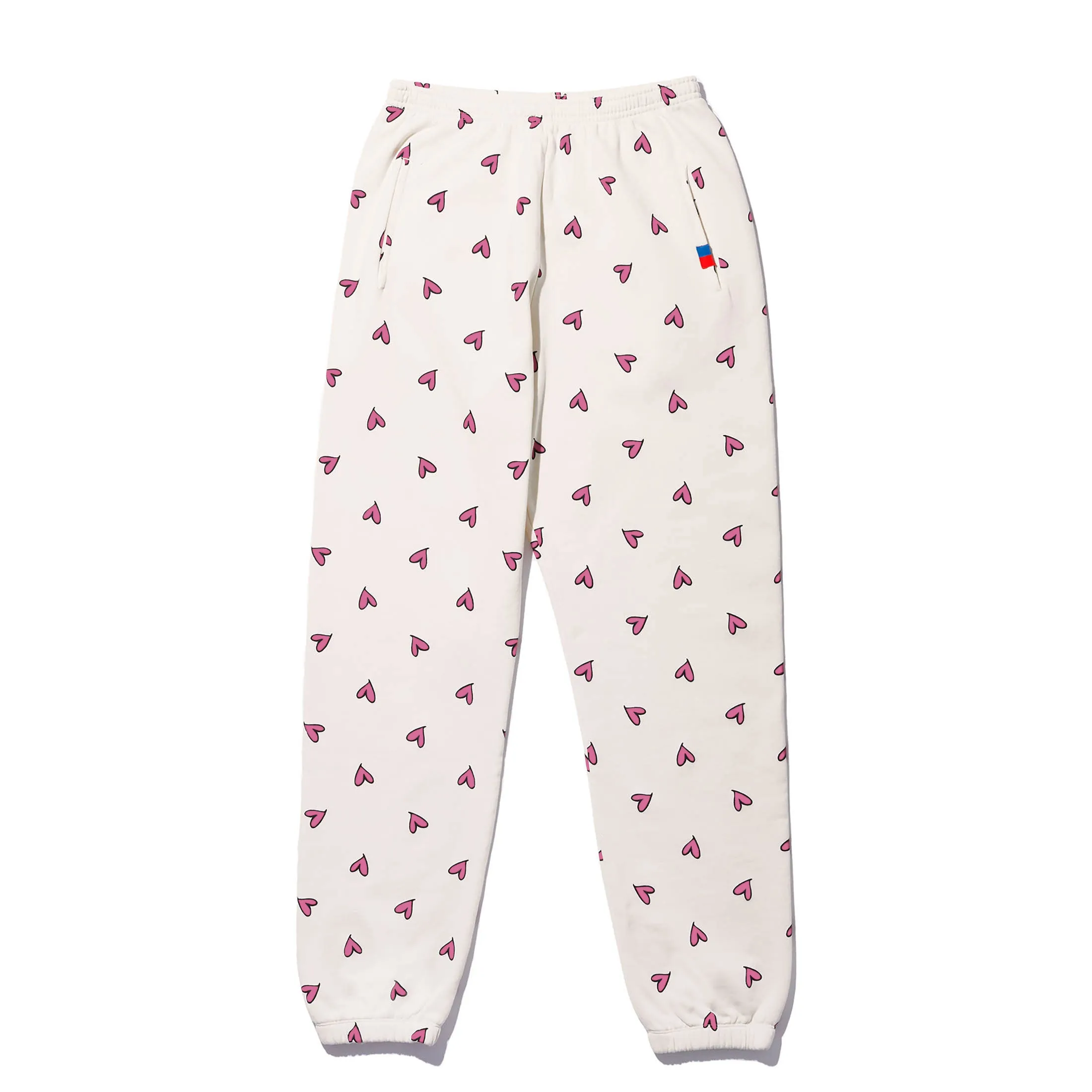 The All Over Heart Sweatpants - Cream/Pink sold by Kule