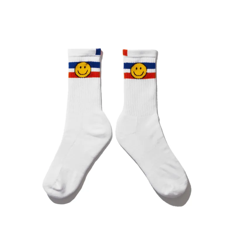 The Men's Ribbed Smile Sock - White sold by Kule