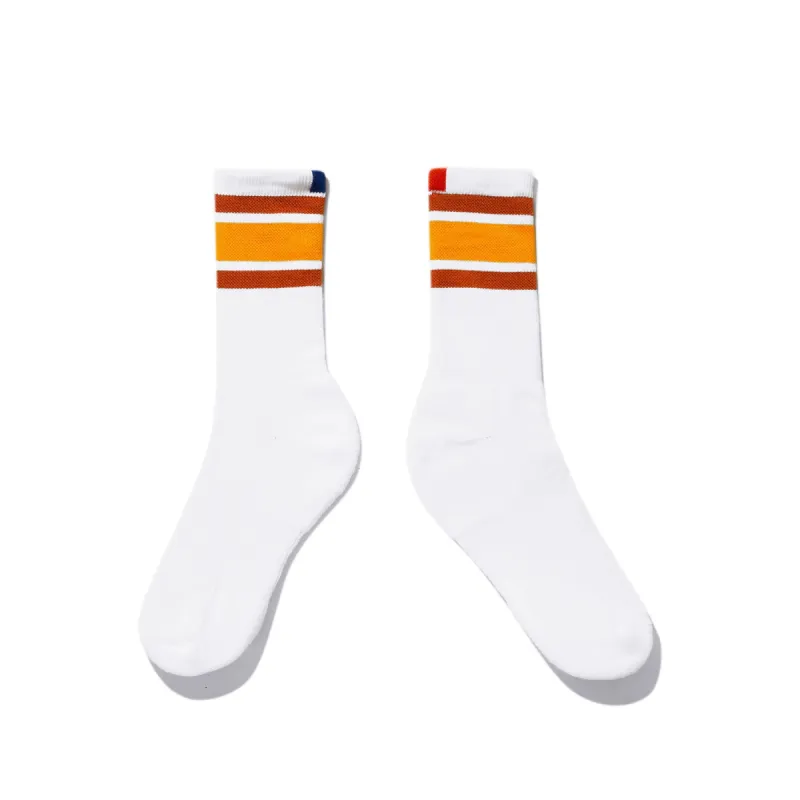 The Men's Stripe Sock - White/Bronze/Gold made by Kule