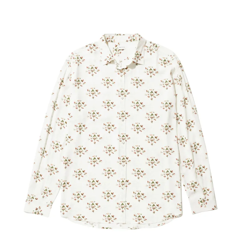 The Hutton Oversized Shirt - White/Floral sold by Kule