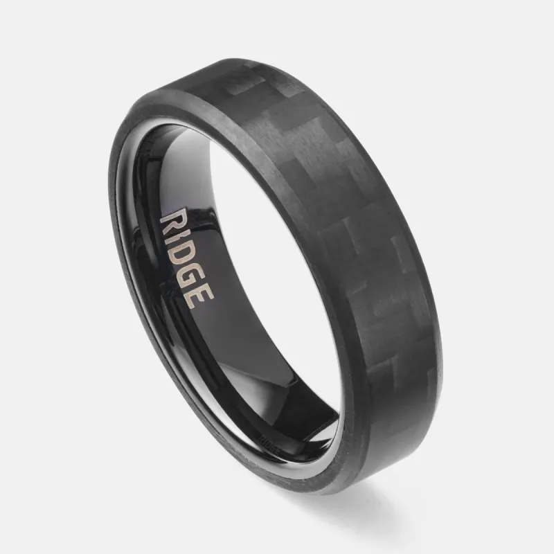 Ridge 6mm Beveled Ring Set - Carbon Fiber 3K sold by The Ridge