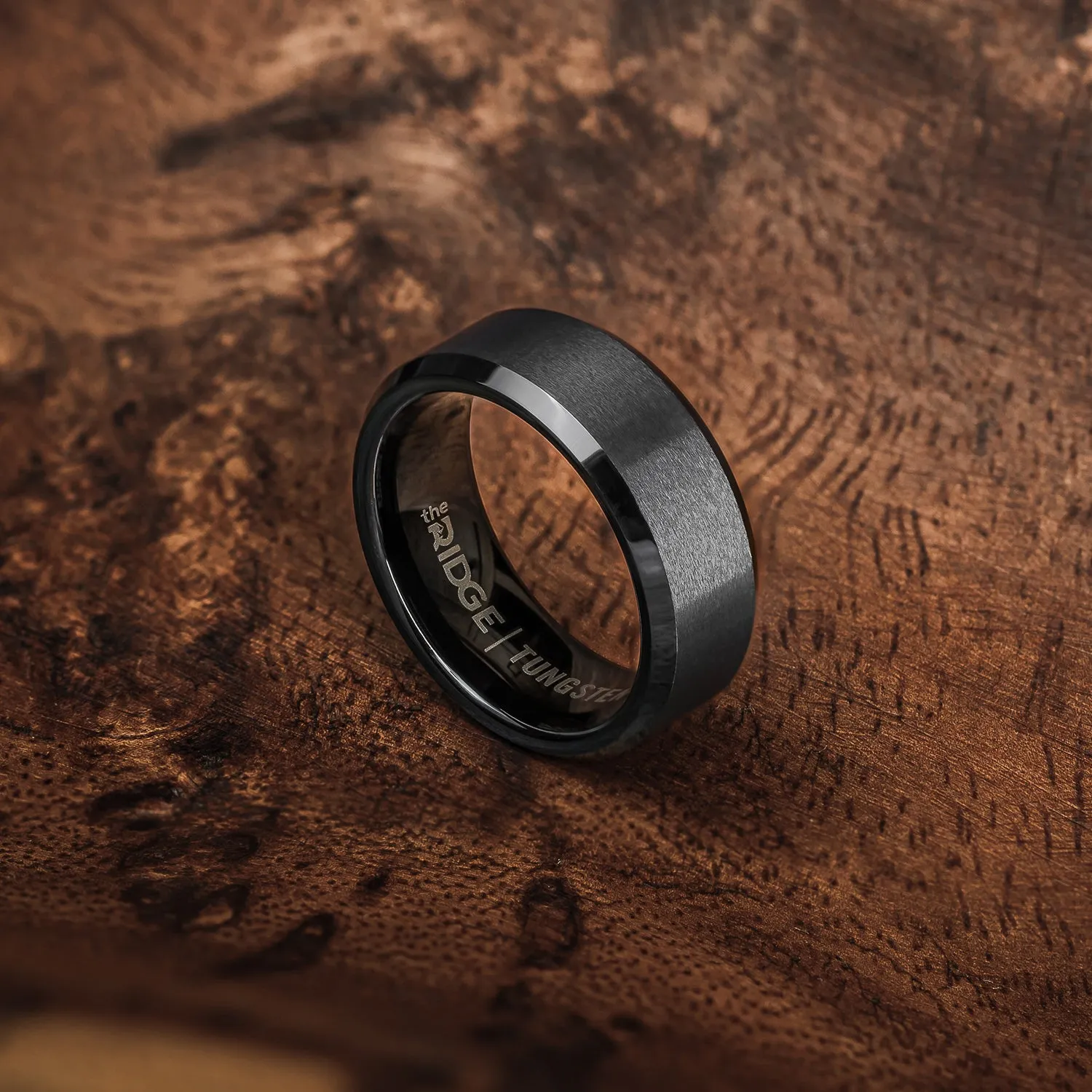 Ridge 8mm Beveled Ring Set - Gunmetal sold by The Ridge product image thumbnail 5