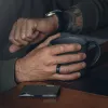 Ridge 8mm Beveled Ring Set - Forged Carbon sold by The Ridge