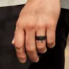 Ridge 8mm Beveled Ring Set - Forged Carbon sold by The Ridge