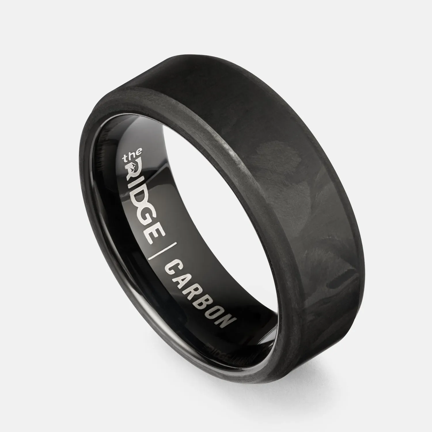 Ridge 8mm Beveled Ring Set - Forged Carbon sold by The Ridge
