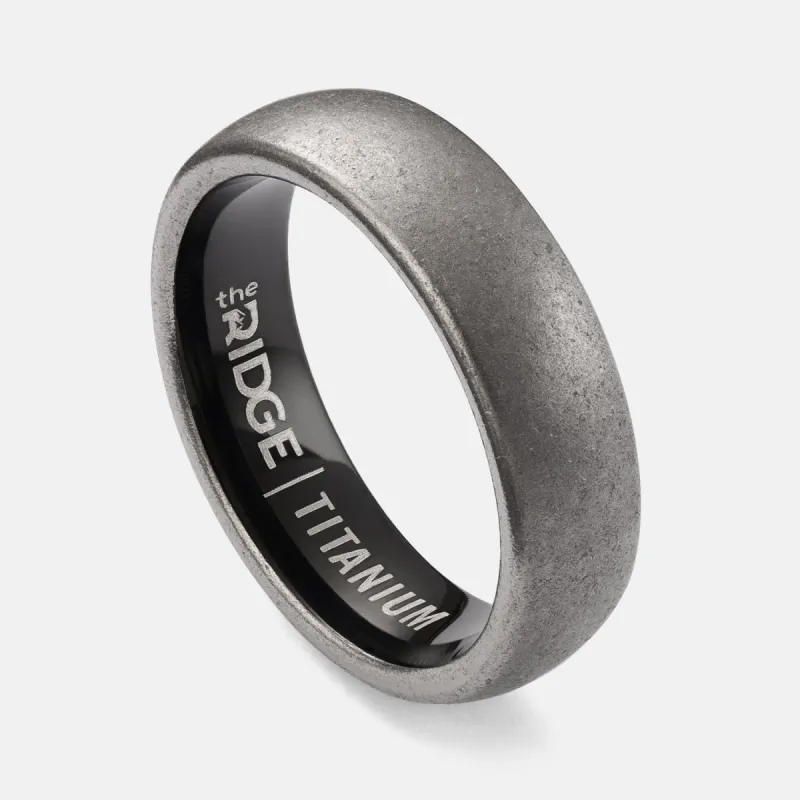 Ridge 6mm Rounded Ring Set - Stonewashed Titanium sold by The Ridge