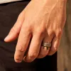 Ridge 8mm Beveled Ring Set - Stonewashed Titanium sold by The Ridge