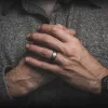 Ridge 8mm Beveled Ring Set - Stonewashed Titanium sold by The Ridge