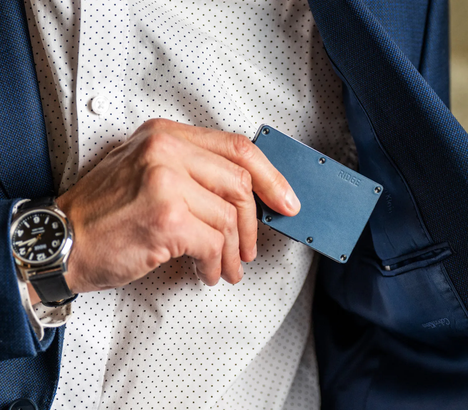 Ridge Wallet - Cobalt Blue Leather sold by The Ridge product image thumbnail 3