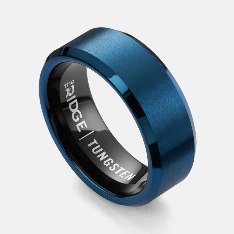 Ridge 8mm Beveled Ring Set - Alpine Navy sold by The Ridge