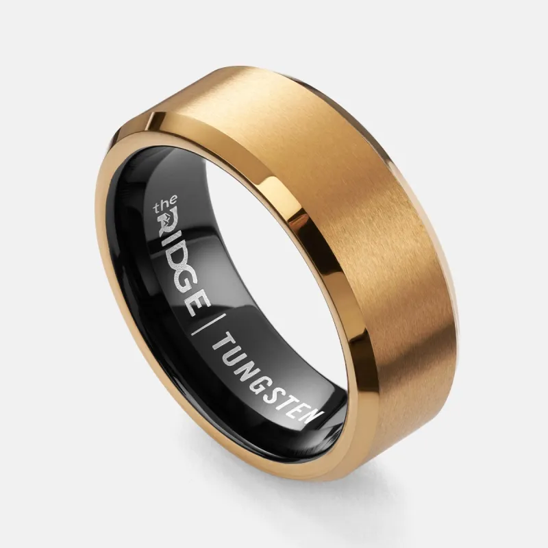 Ridge 8mm Beveled Ring Set - 24K Gold sold by The Ridge