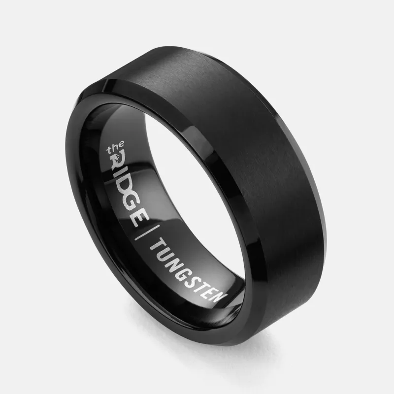 Ridge 8mm Beveled Ring Set - Royal Black sold by The Ridge