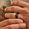 Ridge 8mm Beveled Ring Set - Royal Black sold by The Ridge