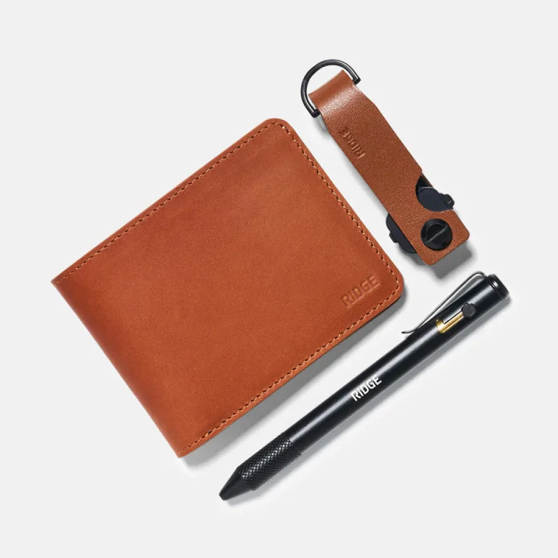 Daily Writer Kit - Billfold - Tobacco Brown Leather sold by The Ridge
