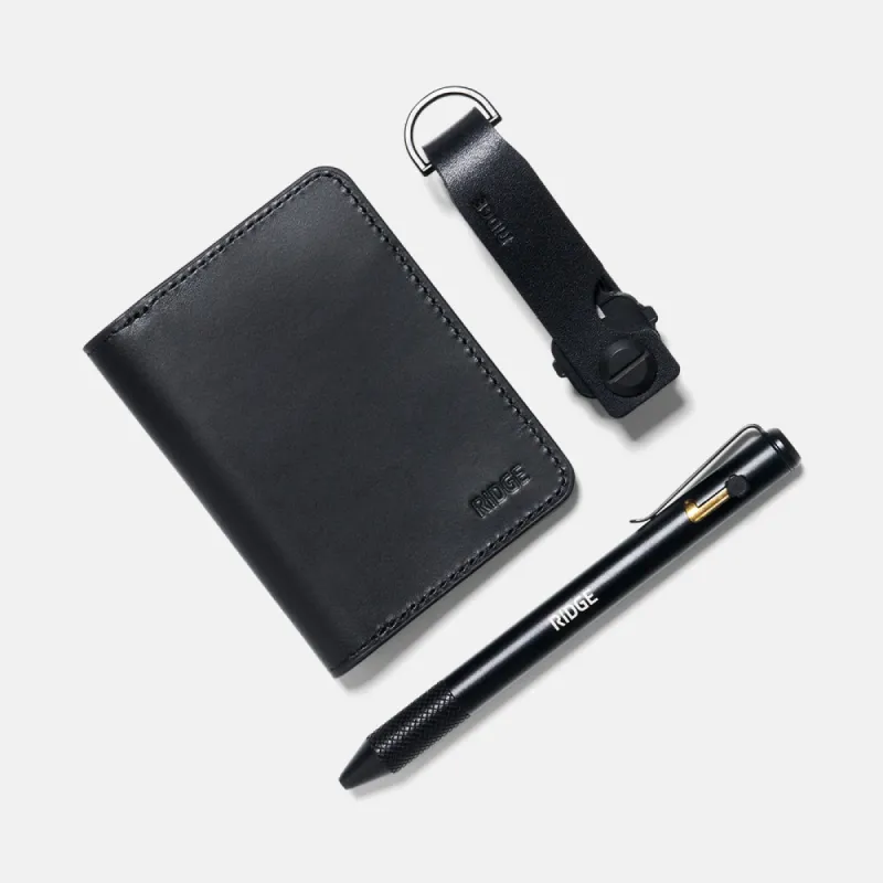 Daily Writer Kit - Bifold - Midnight Black Leather sold by The Ridge